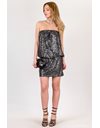 Grey Strapless Dress with Silver Sequins / Size: L - Fit: S