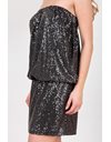 Γκρι Strapless Φόρεμα με Σκούρες Ασημί Παγιέτες / Μέγεθος: L - Εφαρμογή: S