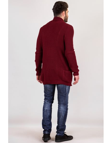 Burgundy Knitted Cardigan / Size: S - Fit: True to size