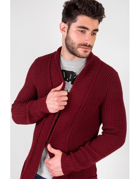 Burgundy Knitted Cardigan / Size: S - Fit: True to size
