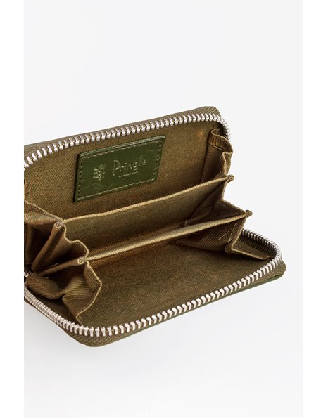 Green Hued Check Zipped Wallet