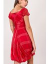 Κόκκινο Μεταξωτό Φόρεμα με Λευκές Γραμμές / Μέγεθος: 40 IT - Εφαρμογή: S