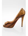 Gold-Bronze Peep-Toe Python Leather Pumps / Size: 36.5 - Fit: True to size