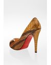Gold-Bronze Peep-Toe Python Leather Pumps / Size: 36.5 - Fit: True to size