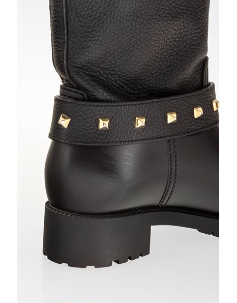 Black PVC and Leather Booties / Size: 38 - Fit: True to size