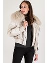 Ecru Puffer Jacket with Finn Raccoon Fur / Size: 42 - Fit: S