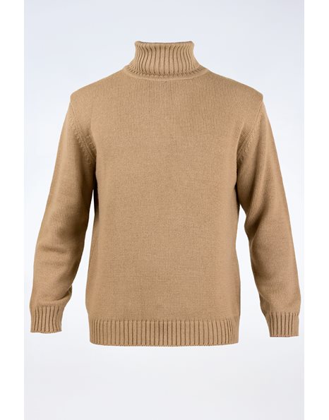 Beige Wool Knitted Turtleneck Sweater / Size: L - Fit: M