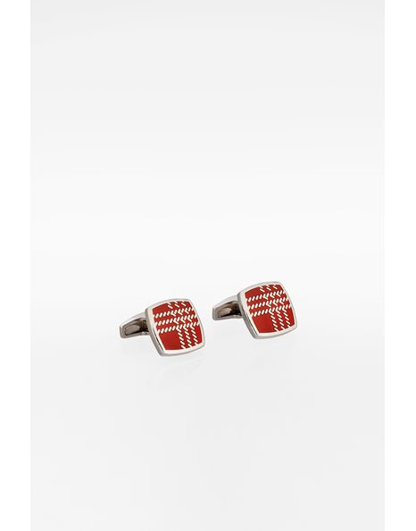 Check Print Engraved Silver-plated Cufflinks