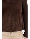 Brown Suede Jacket with Casmere Sleeves / Size: M - Fit: S