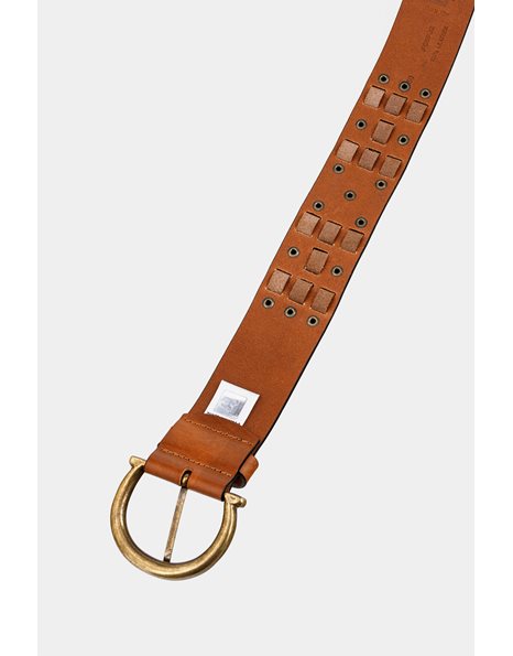 Tan Leather Belt with Decorative Rings