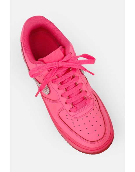 Hot Pink Air Force 1 Leather and Swarovski Crystal Embellished Sneakers / Size: 38.5 - Fit: 38