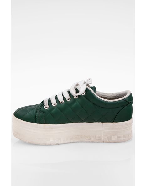 Forest Green Play Quilted Leather Platform Sneakers / Size: 38 - Fit: True to size