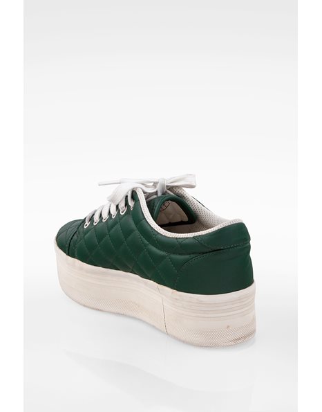 Forest Green Play Quilted Leather Platform Sneakers / Size: 38 - Fit: True to size