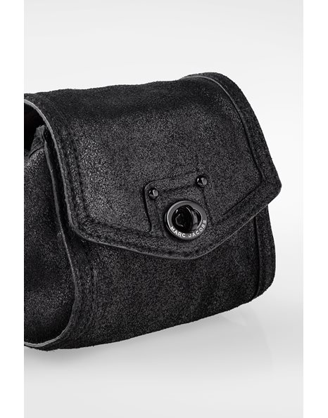 Black Faux Brushed Leather Mini Crossbody Bag