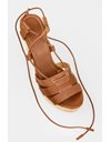 Tan Leather Platforms with Raffia / Size: 39 - Fit: 38.5