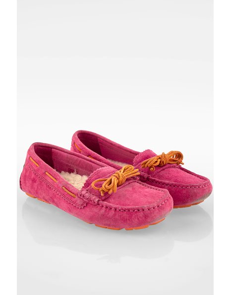 Pink Suede Moccasins with Sheepskin / Size: 38 (W7) - Fit: True to size