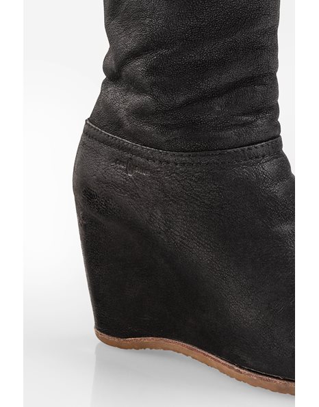 Black Leather Platform Booties / Size: 37 - Fit: True to size