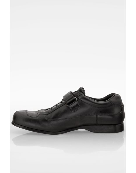 Black Leather Men's Velcro Sneakers / Size: 8 (42) - Fit: Regular
