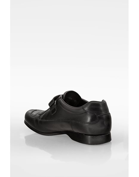 Black Leather Men's Velcro Sneakers / Size: 8 (42) - Fit: Regular