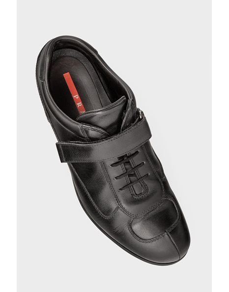 Μαύρα Δερμάτινα Ανδρικά Sneakers με Velcro / Μέγεθος: 8 (42) - Εφαρμογή: Κανονική