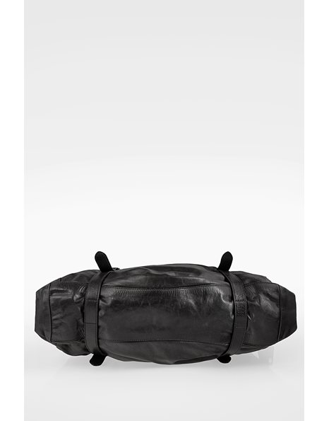 Signature Logo Large Black Leather Tote Bag