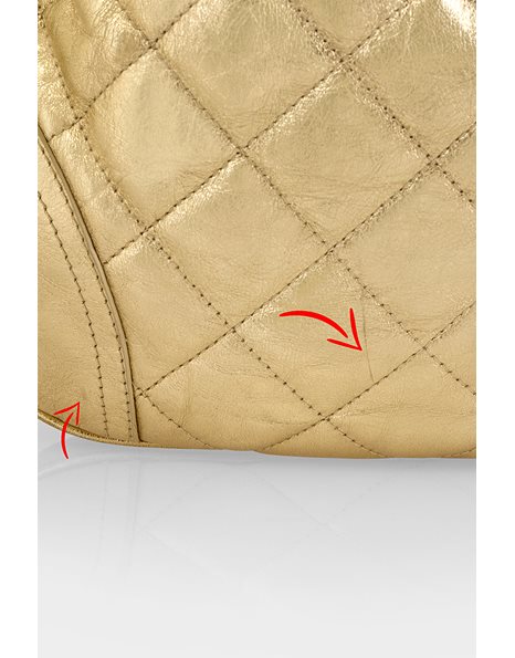 Metallic Gold Quilted Leather Hobo Bag