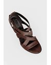 Brown Leather High Heeled Sandals with Cross Straps / Size 38 - Fit True to Size