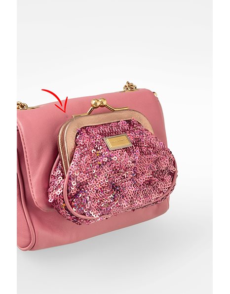 Pink Star Chain Crossbody Bag Adorned with Sequins
