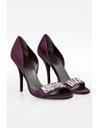 Purple Satin D'Orsay Sandals Adorned with Swarovski Crystals / Size 37.5 C- Fit True to Size