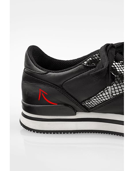 Μαύρα Midi Platform H222 Sneakers με Ασημί Logo / Μέγεθος 37 - Εφαρμογή Κανονική