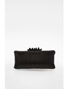 Black Knitted Shoulder Bag with Studs and Chain