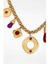 Gold Plated Cabochon Resin Crystal Charm Chain Necklace