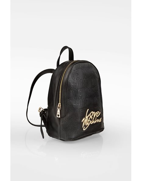 Black Backpack with Gold Details