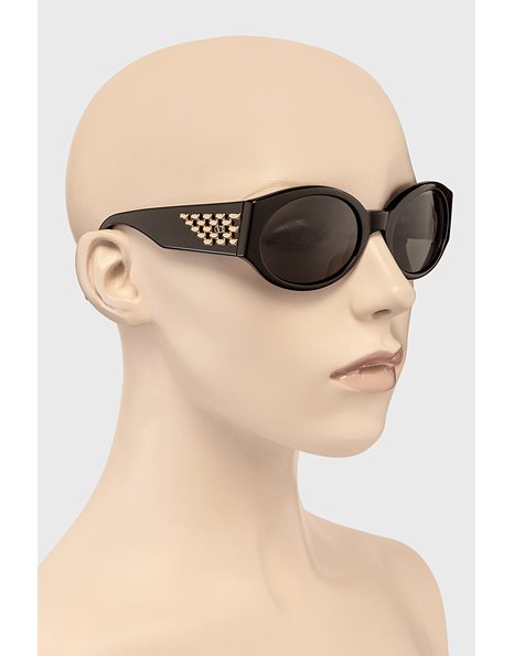 V682 Black Acetate Sunglasses with Gold Studs