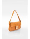 Orange - Light Brown Nappa Leather Baguette Bag