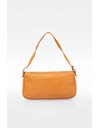 Orange - Light Brown Nappa Leather Baguette Bag