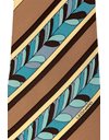 Καφέ Μεταξωτή Γραβάτα με Ριγέ Σχέδιο και Χρωματιστά Φύλλα