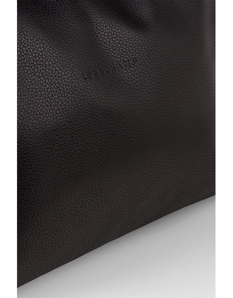 Black Leather Le Foulonne Hobo Shoulder Bag