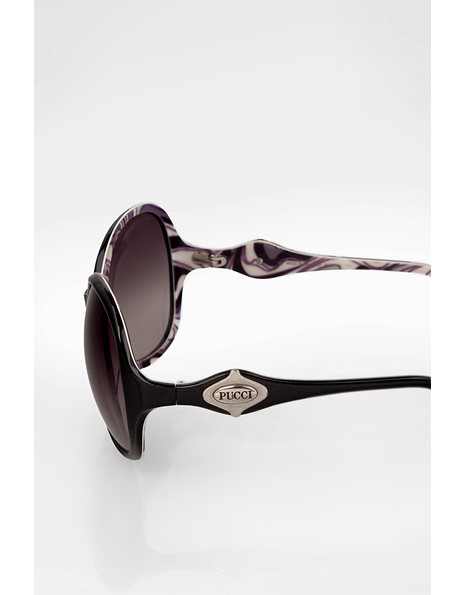 P605S Black Oversized Sunglasses with Internal Print