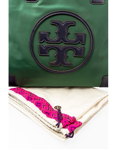 Πράσινη Νάυλον Tote Τσάντα με Navy Δερμάτινο Λογότυπο