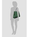 Green Nylon Tote Bag with Navy Leather Details