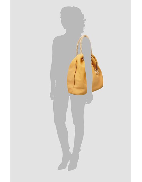 Mustard Yellow Draw String Bag with Rope Handle