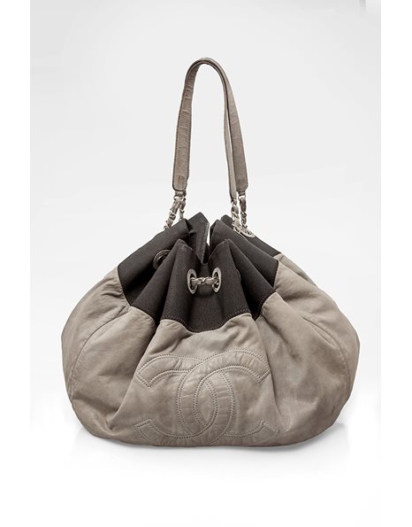 Grey Leather Stretch Spirit Cabas Shoulder Bag