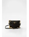 Small Black Tessuto Crossbody Bag with Gold Details
