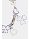 Silver Tone Necklace / Chain with Decorative Clover and Hearts in Pastel Colours