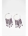 Silver Tone Hoops with Purple Stones
