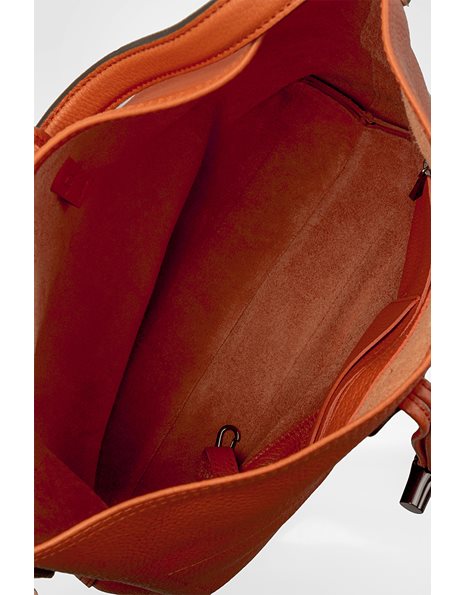 Orange / Tan Leather Rosea Essential Shoulder Bag
