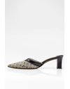 Grey / Beige Monogram Mules with Leather Details / Size: 38.5 - Fit: True to Size