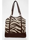 Zebra Print Tote Bag with Brown Leather Details