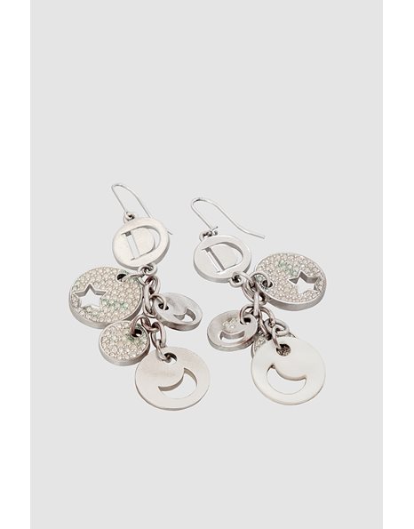 Silver Tone Earrings with Hanging Charms